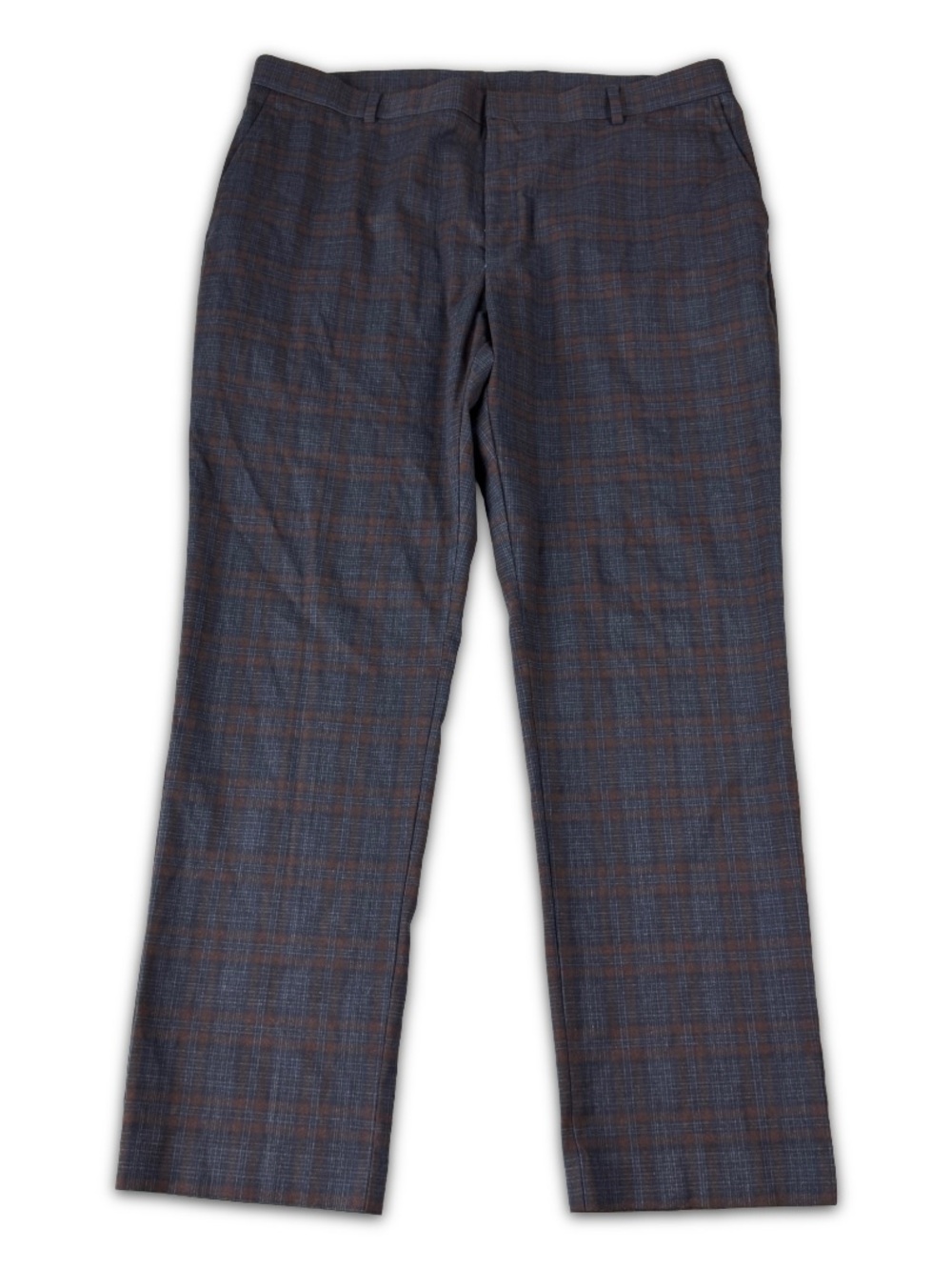 TOMMY HILFIGER‎ Dress Pants Navy-Brown Plaid Flex Stretch Modern-Fit Mens 40x32